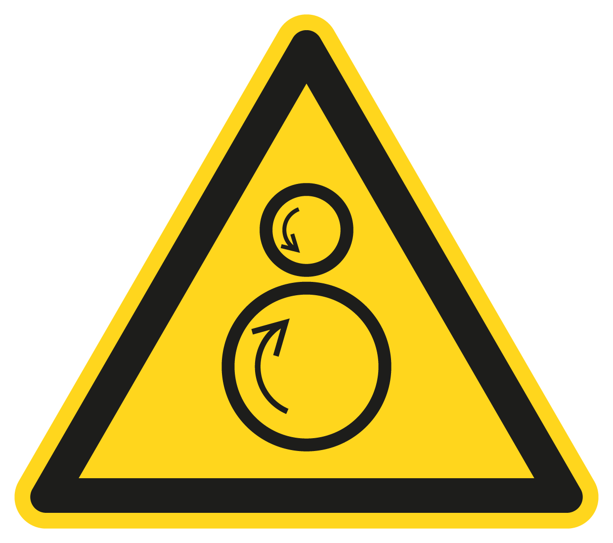 Warnschild - Warnung vor gegenläufigen Rollen