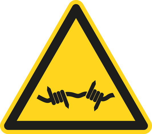 Warnschild - Warnung vor Stacheldraht