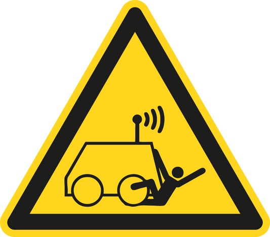 Warnschild - Warnung vor Überrollen durch ferngesteuerte Maschine