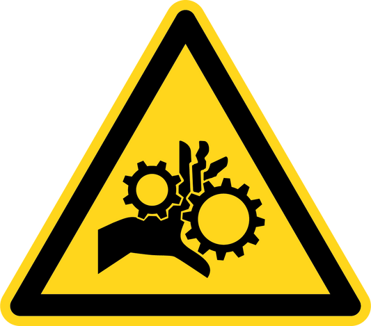 Warnschild - Warnung vor beweglichen Zahnrädern
