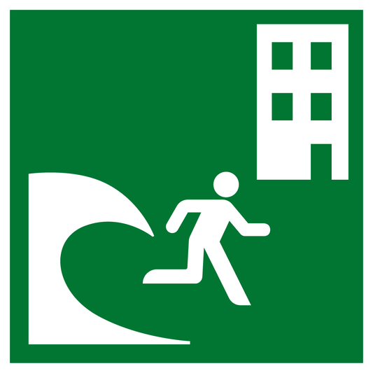 Rettungs- & Fluchtwegschild - Tsunami Evakuierungsfläche