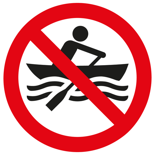 Verbotsschild - Muskelbetriebene Boote verboten