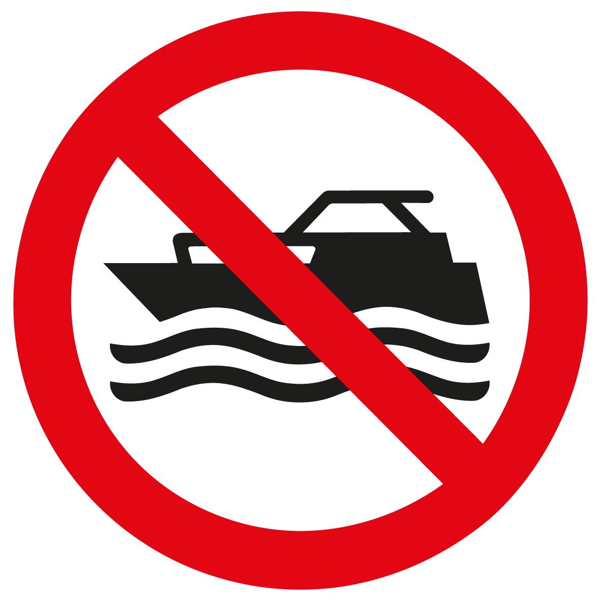 Verbotsschild - Maschinenbetriebene Boote verboten