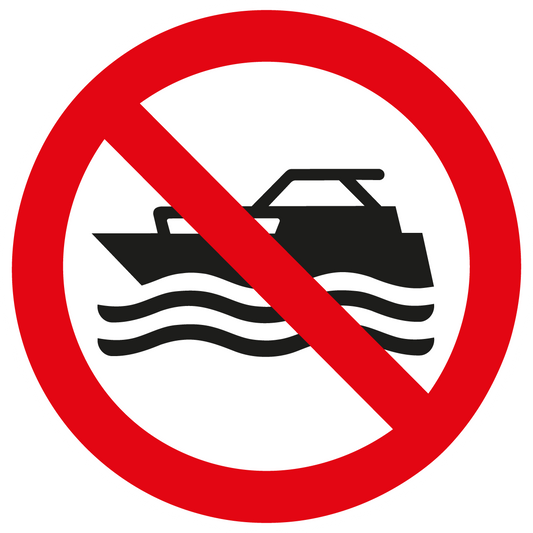 Verbotsschild - Maschinenbetriebene Boote verboten