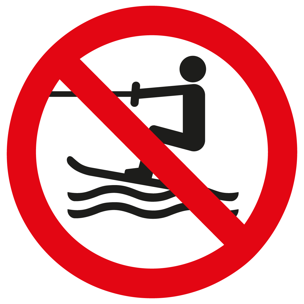 Verbotsschild - Wasserski-Aktivitäten verboten