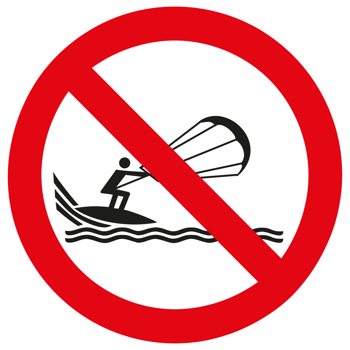 Verbotsschild - Kitesurfen verboten