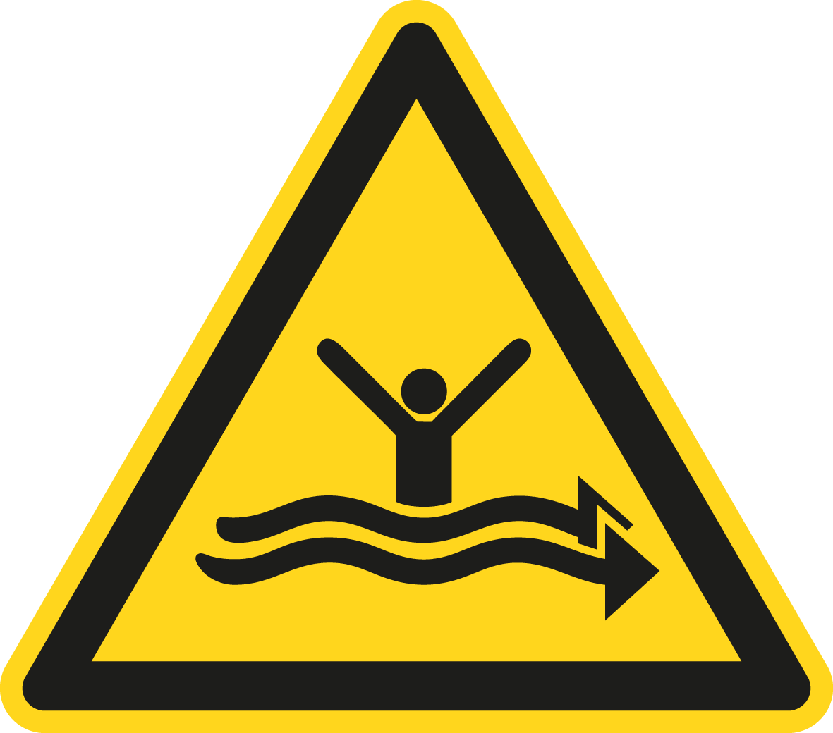 Warnschild - Warnung vor starker Strömung