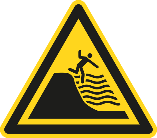 Warnschild - Warnung vor steil abfallendem Strand