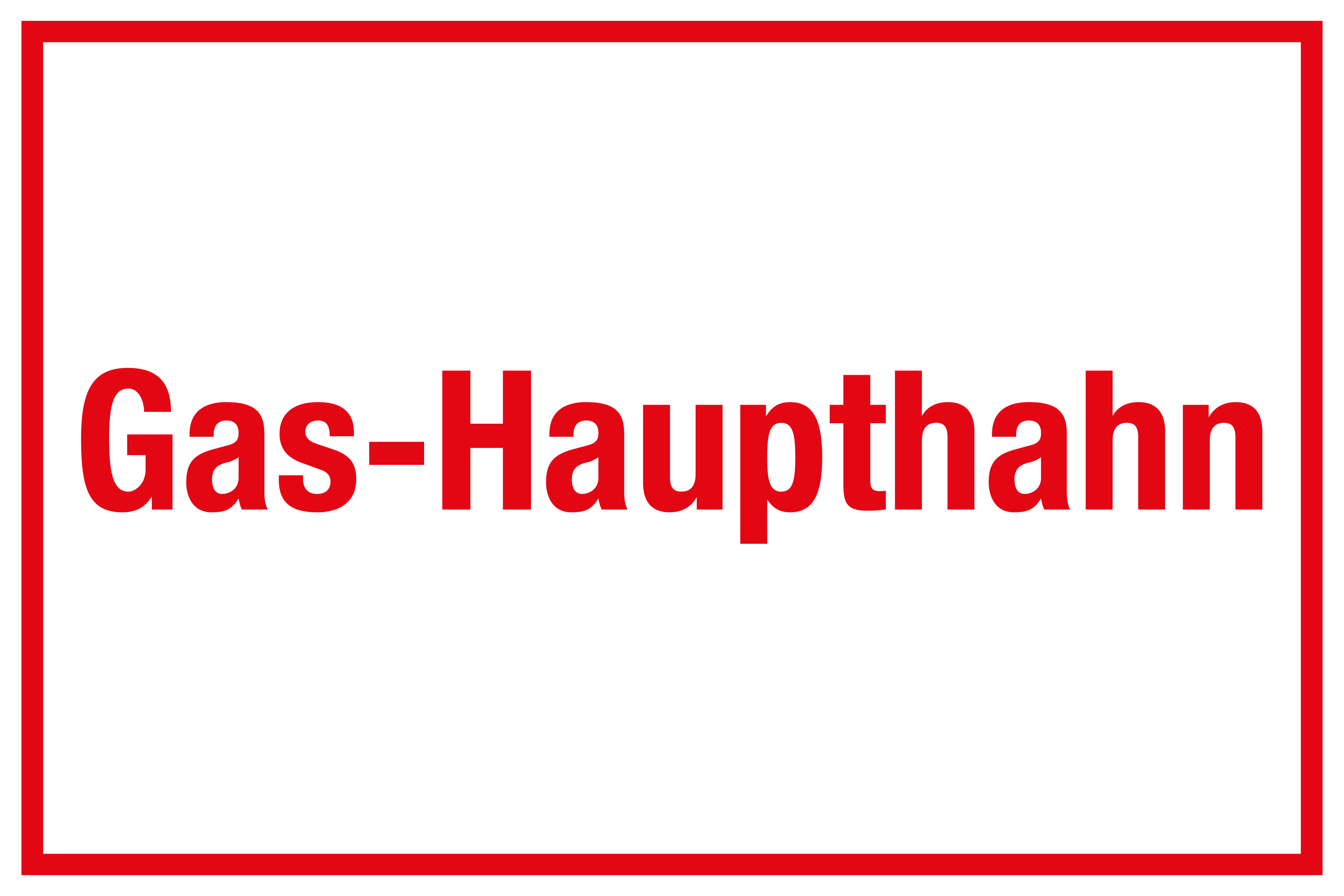 Schild für Gas- und Heizungsanlagen - Gas-Haupthahn  - Folie Selbstklebend - 20 x 30 cm