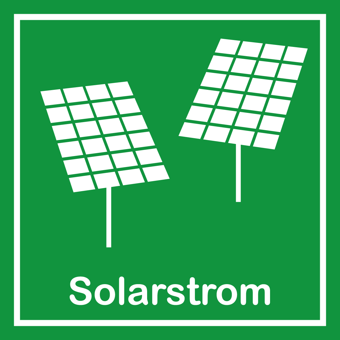 Schild für erneuerbare Energien - Solarstrom - Folie Selbstklebend - 5 x 5 cm