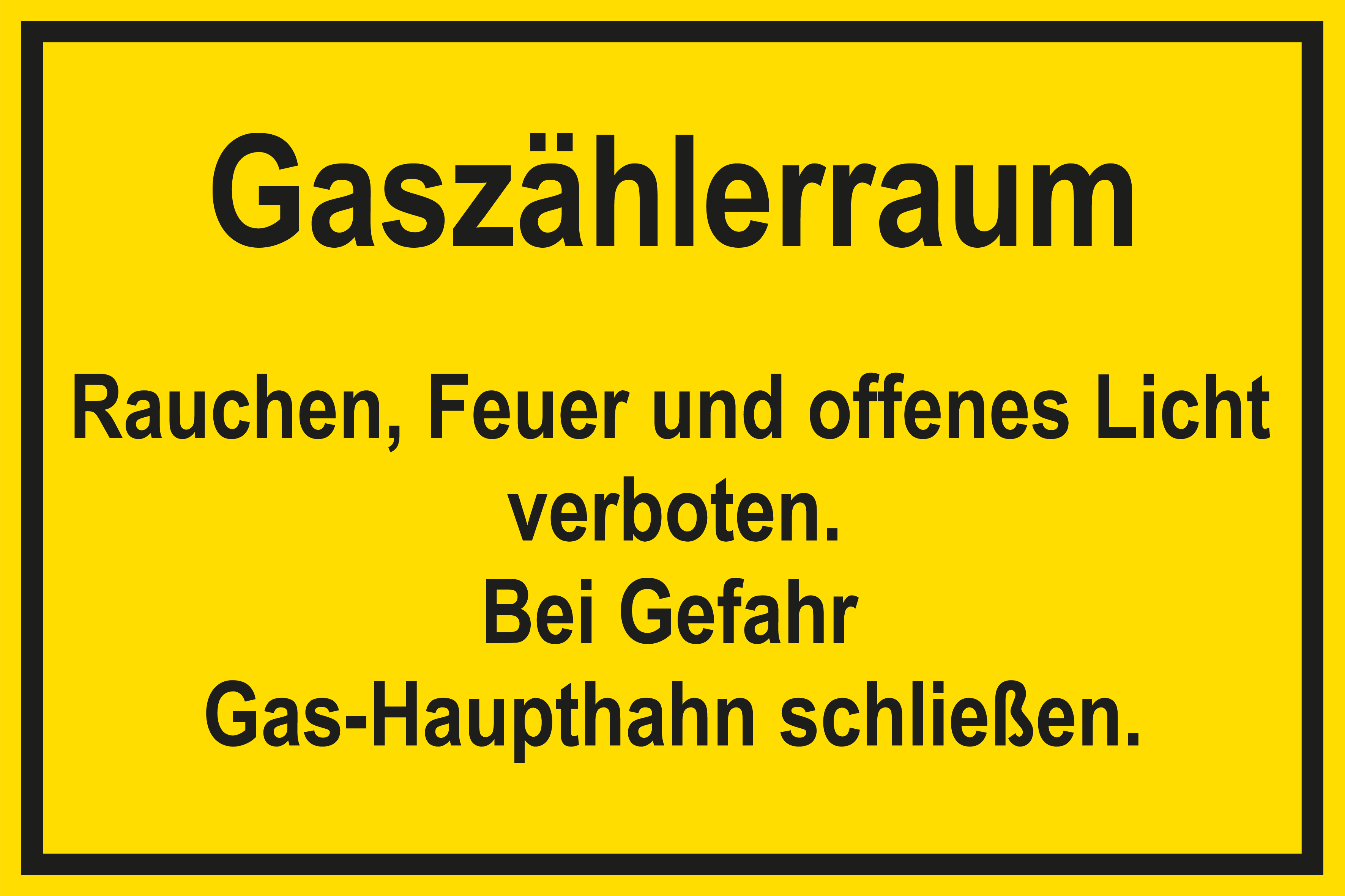 Schild für Gas- und Heizungsanlagen - Gaszählerraum - Folie Selbstklebend - 20 x 30 cm