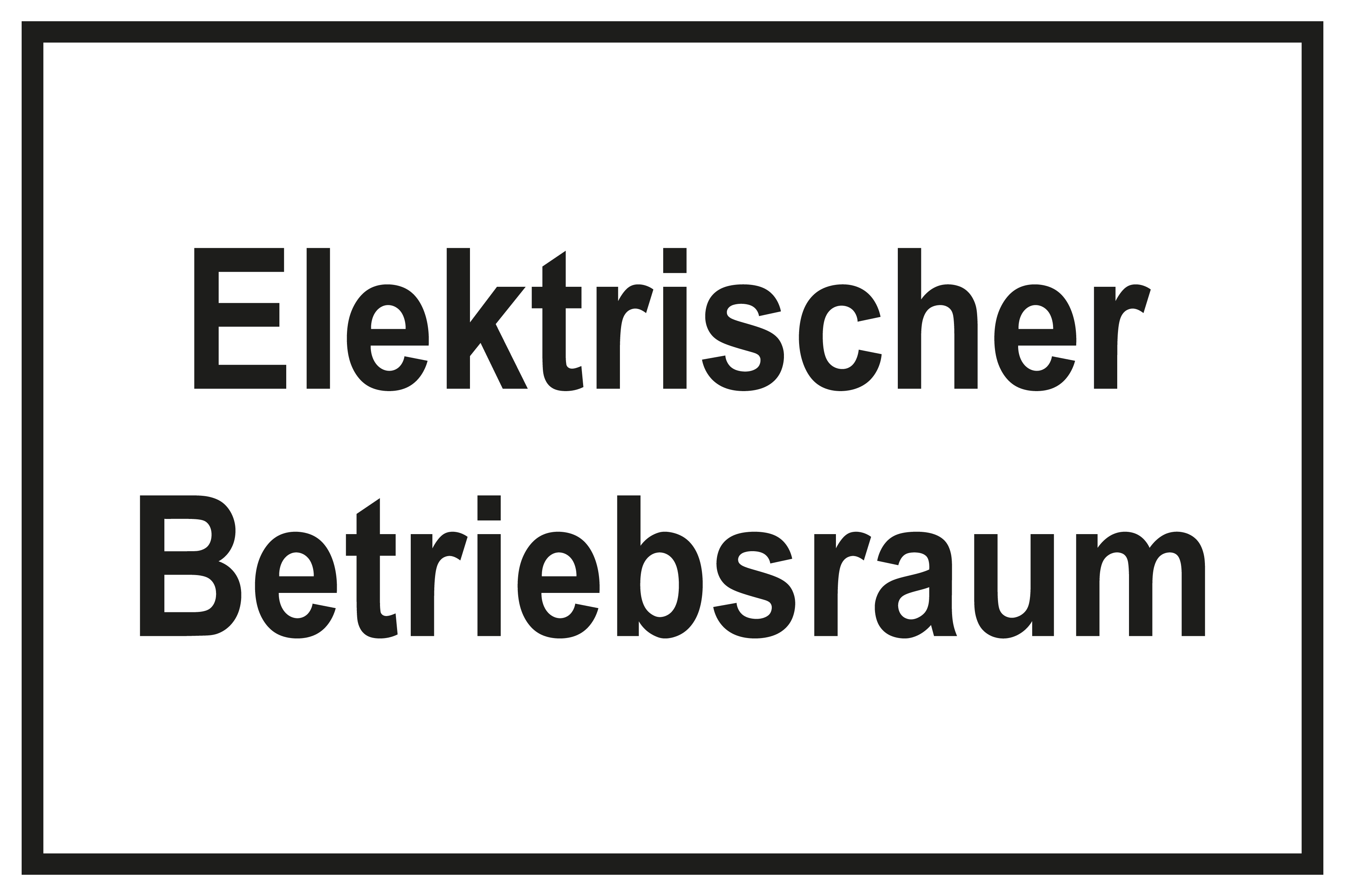 Schild für Gas- und Heizungsanlagen - Elektrischer Betriebsraum - Folie Selbstklebend - 20 x 30 cm