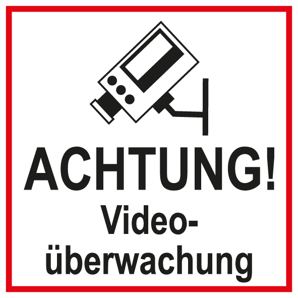Zutrittsschild - Achtung! Videoüberwachung - Folie Selbstklebend - 20 x 30 cm