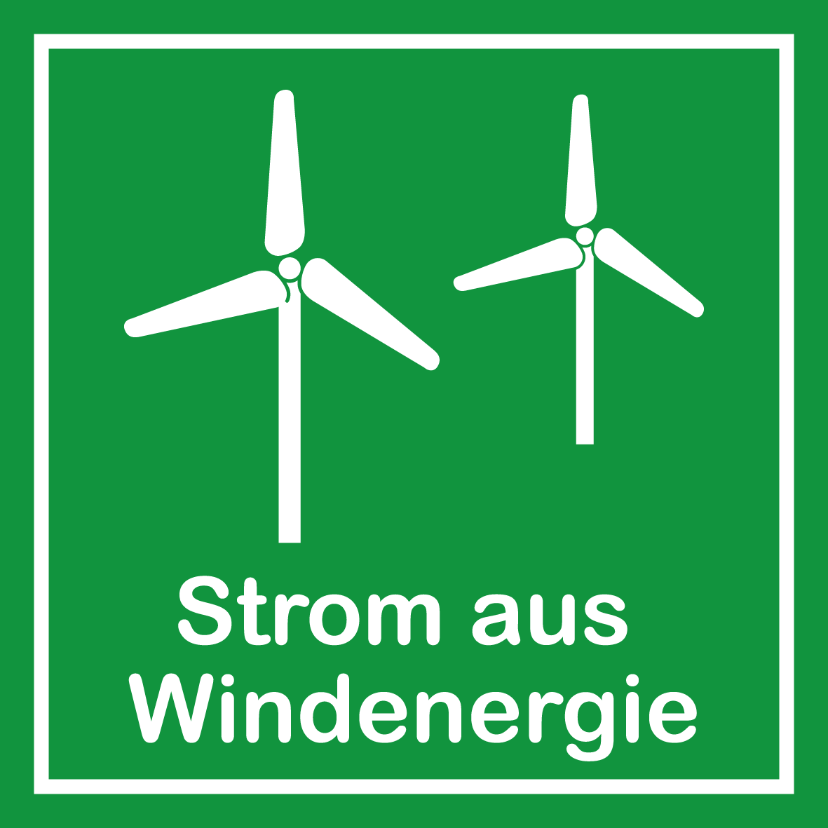Schild für erneuerbare Energien - Strom aus Windenergie - Folie Selbstklebend - 5 x 5 cm