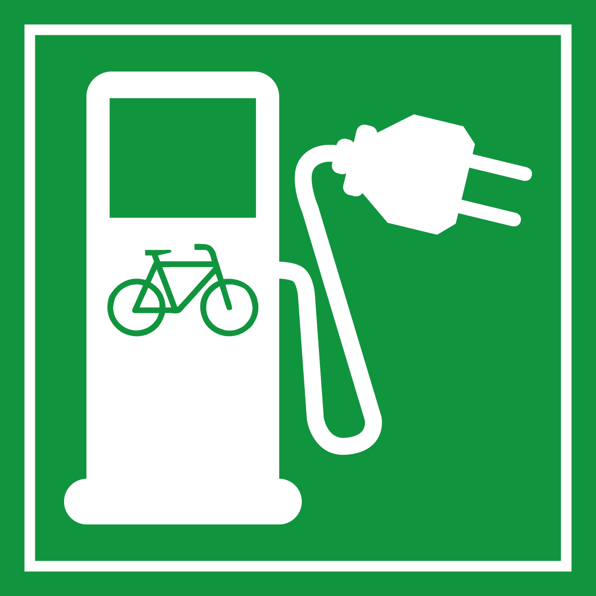 Schild für erneuerbare Energien - Elektrotankstelle für Fahrräder - Folie Selbstklebend - 5 x 5 cm