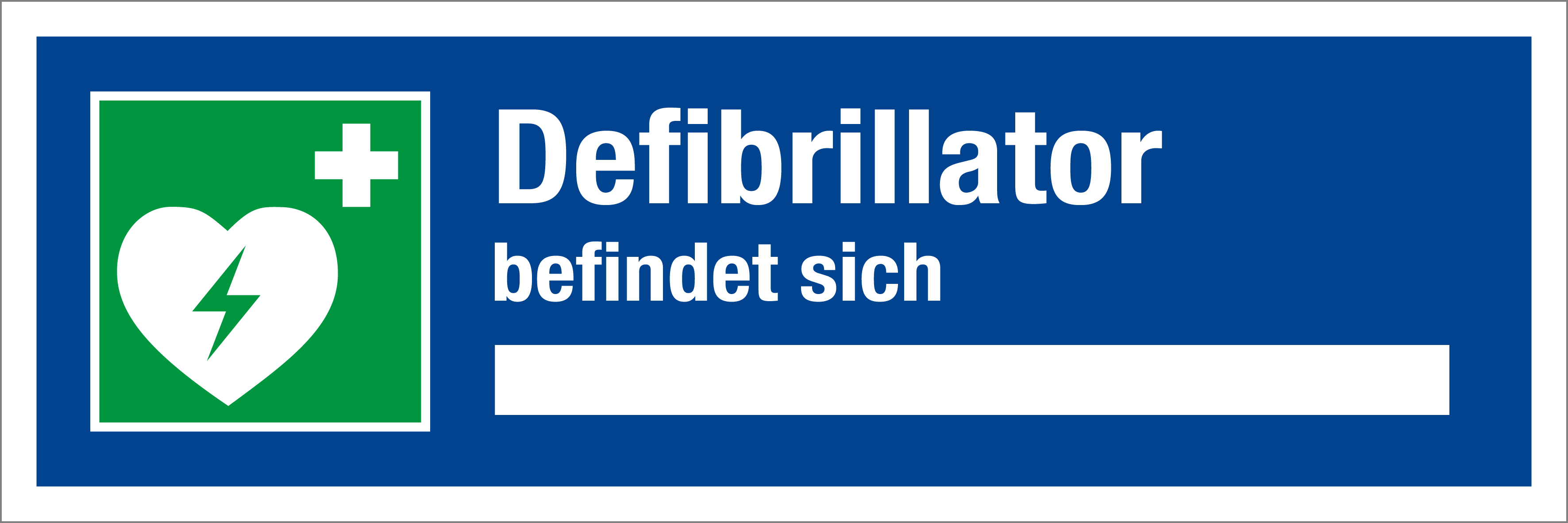 Aushang am Arbeitsplatz - Defibrillator befindet sich - Folie selbstklebend - 5 x 15 cm