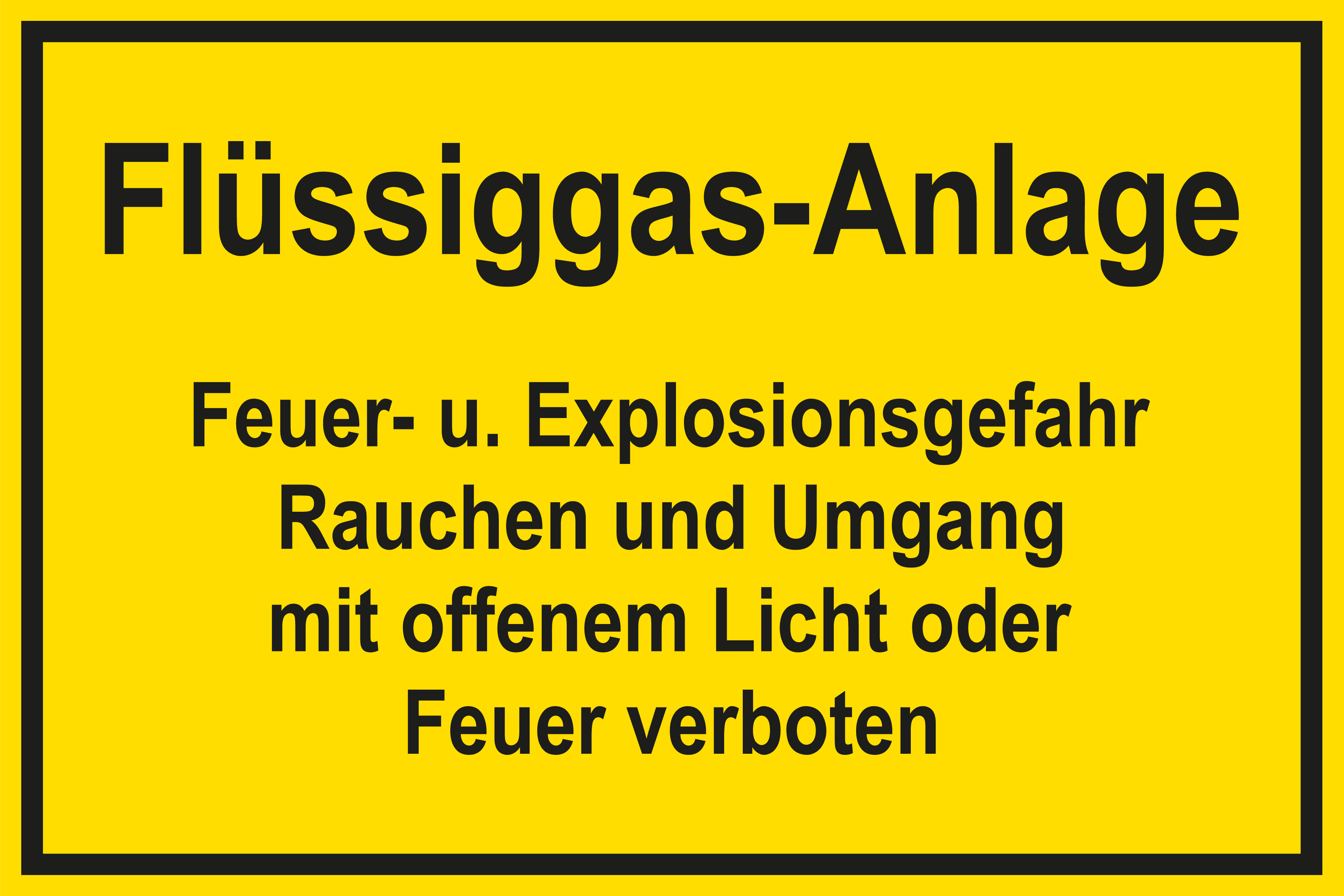 Schild für Gas- und Heizungsanlagen - Flüssiggas-Anlage - Folie Selbstklebend - 20 x 30 cm