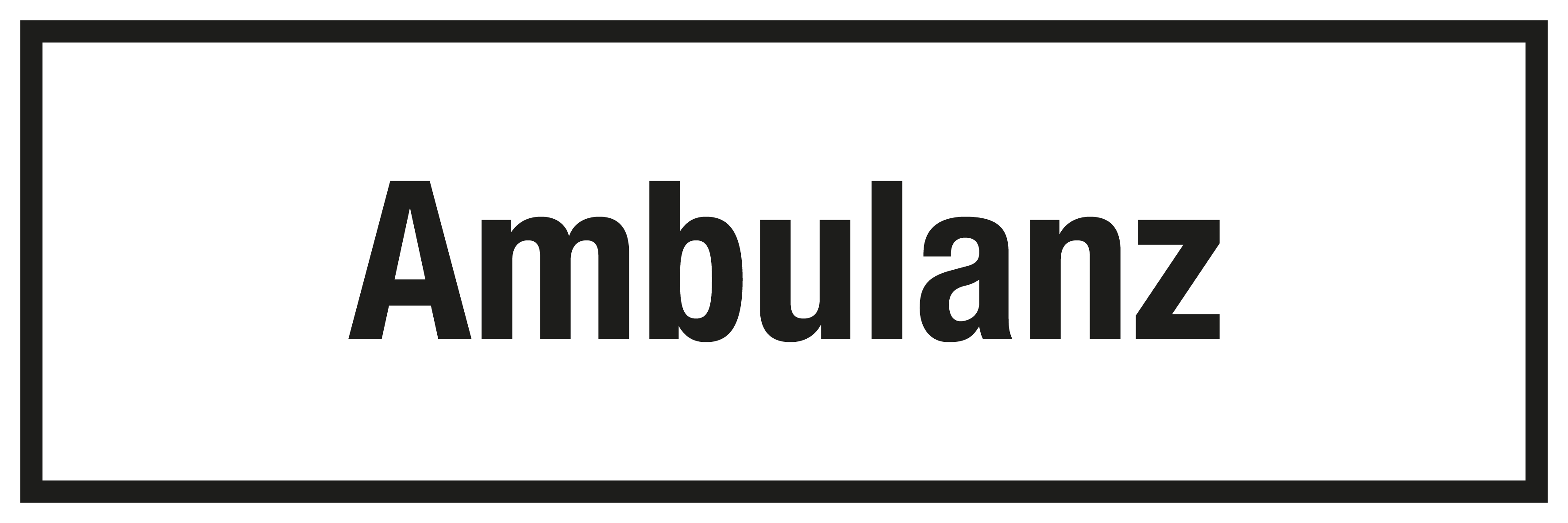 Krankenhaus- und Praxisschild - Ambulanz - Folie Selbstklebend - 10 x 30 cm