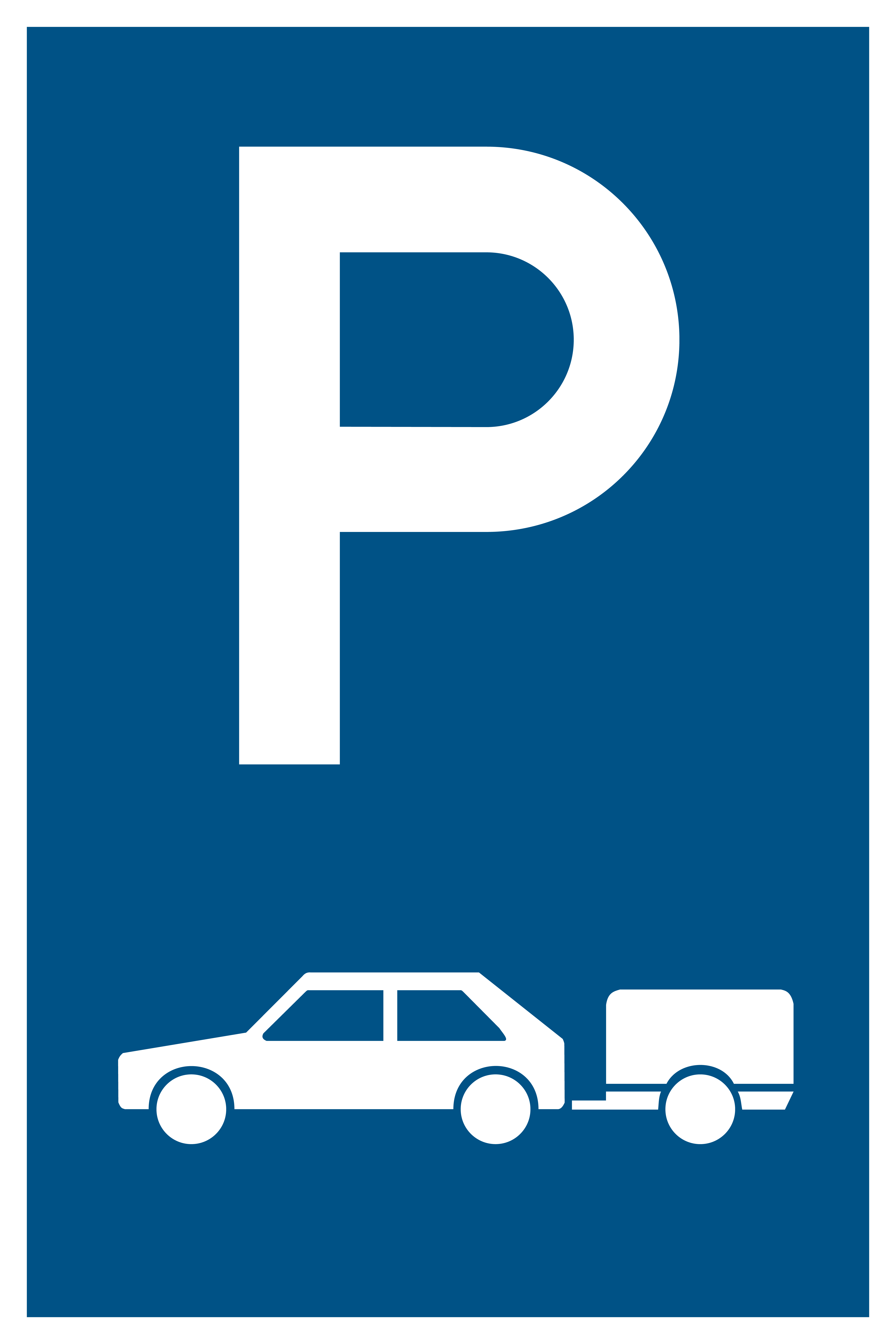 Parkplatzschild - Nur für PKW mit Anhänger - Folie Selbstklebend  - 20 x 30 cm