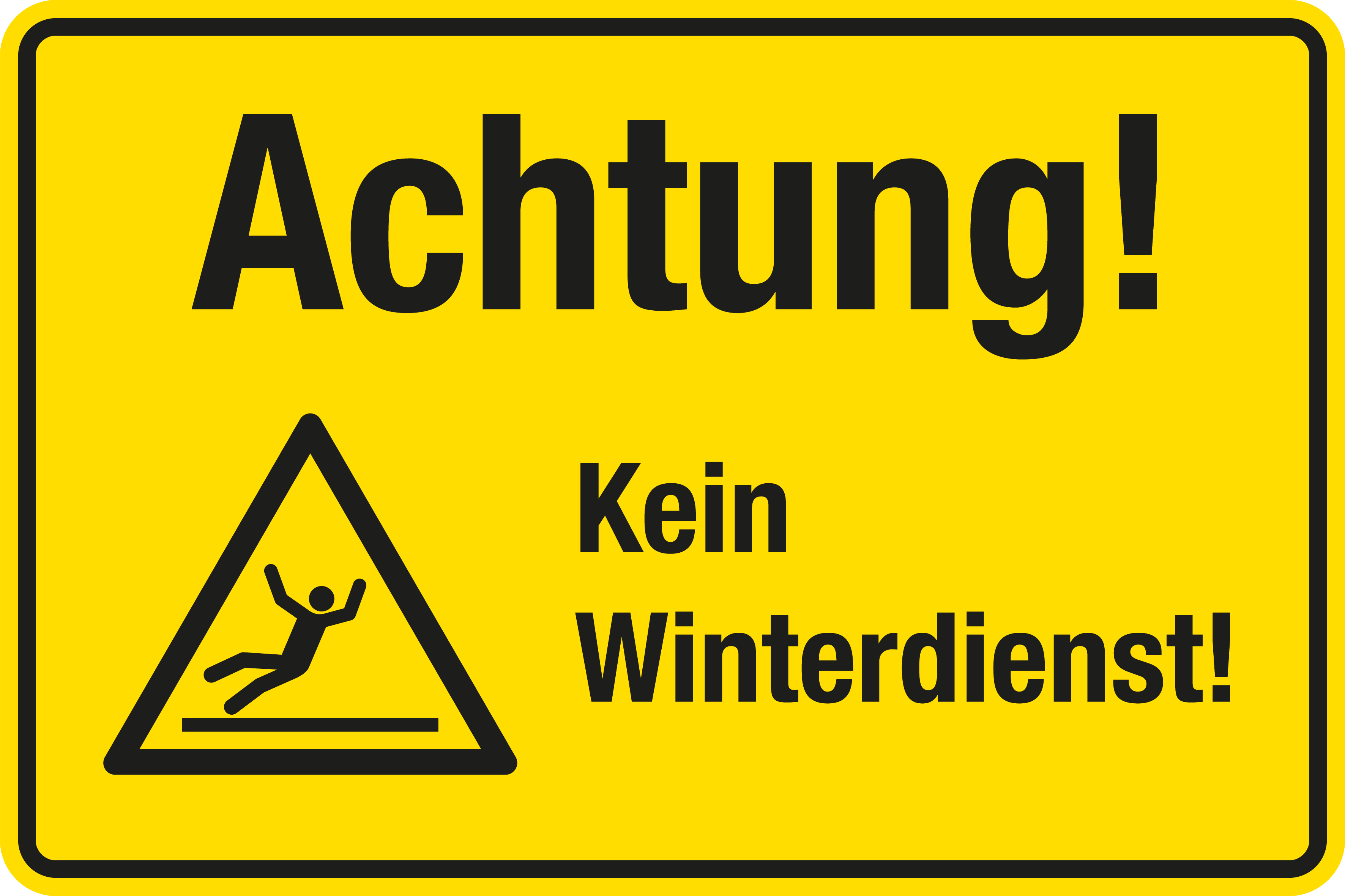 Winterschild - Achtung! Kein Winterdienst! - Folie Selbstklebend - 20 x 30 cm
