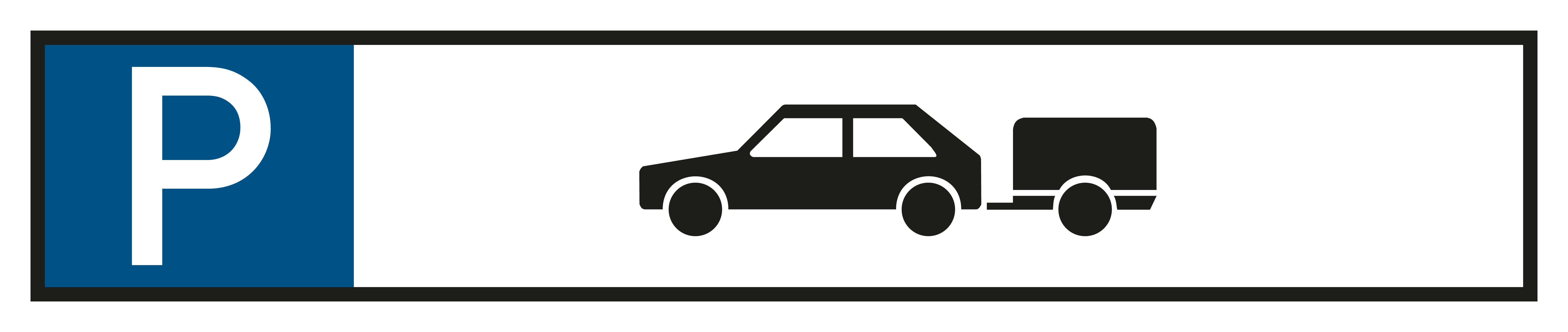 Parkplatzschild - Nur für PKW mit Anhänger  - Folie Selbstklebend  - 11 x 52 cm