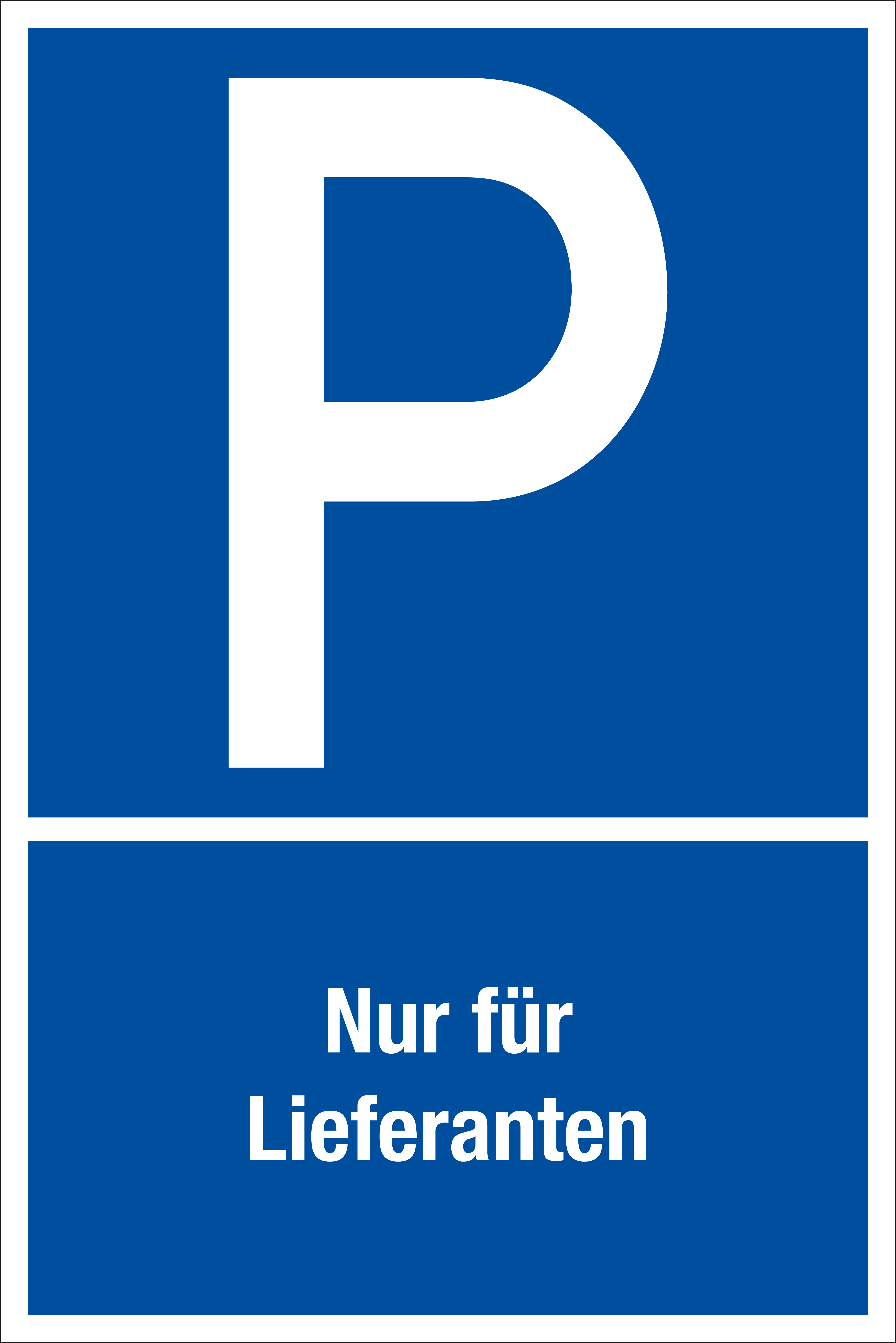 Parkplatzschild - Nur für Lieferanten - Folie Selbstklebend  - 20 x 30 cm