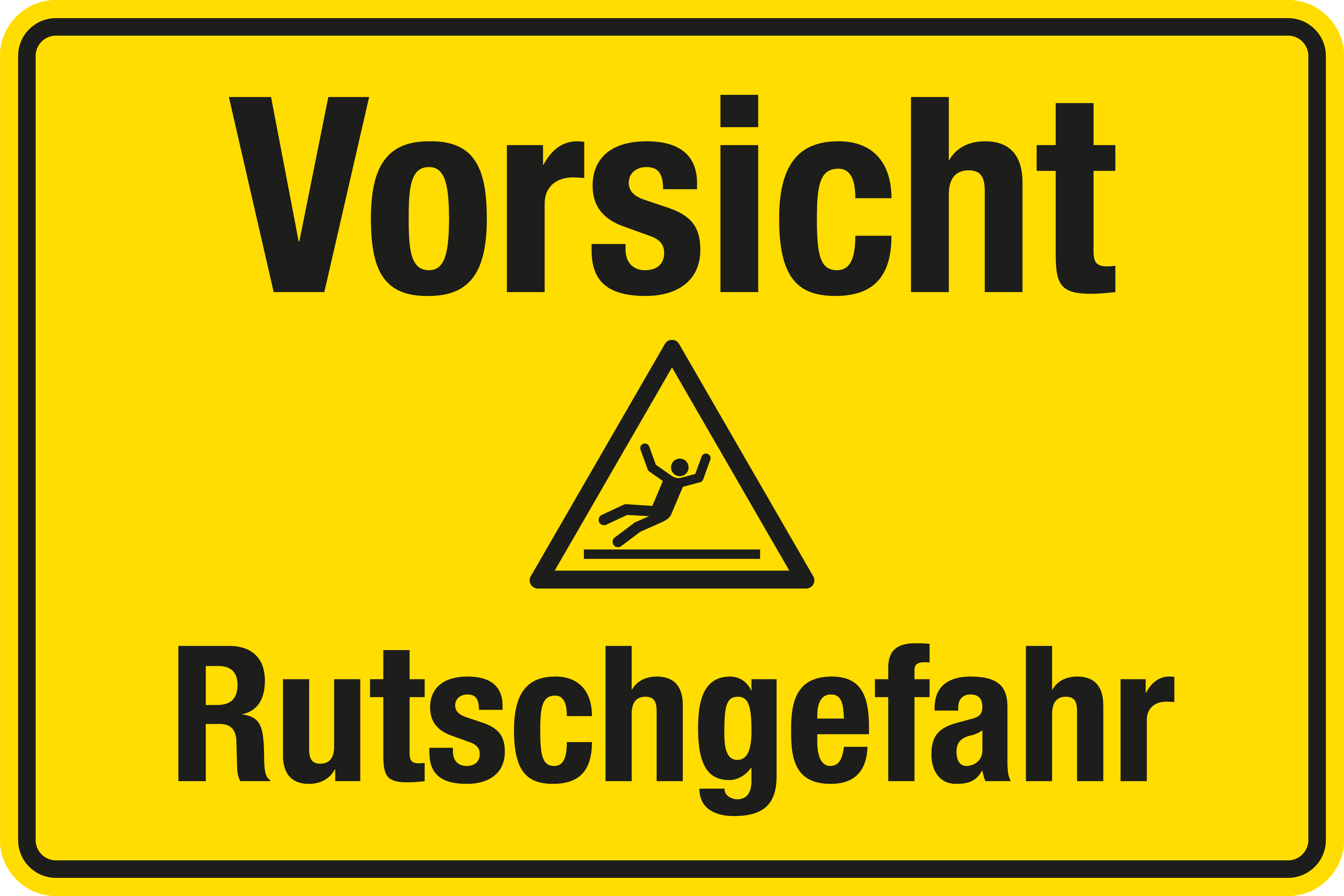 Winterschild - Vorsicht Rutschgefahr - Folie Selbstklebend - 20 x 30 cm