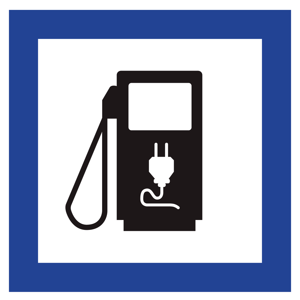 Schild für erneuerbare Energien - Elektro Tankstelle - Folie Selbstklebend - 5 x 5 cm